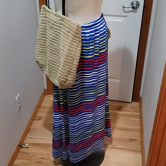 TOMMY HILFIGER CASUAL BOHEMIAN SUMMER MINIMALIST STRIPES MAXI LONG SKIRT MEDIUM - Picture 6 of 12